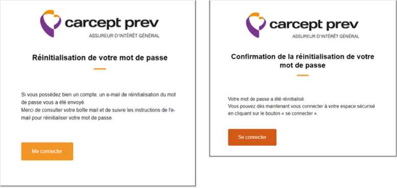 Emails de réinitialisation de mot de passe